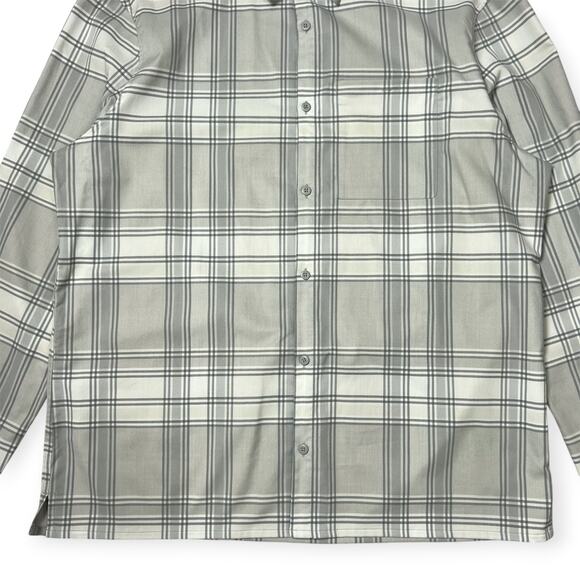 Lululemon Masons Peak Flannel SIZE XXL Gray White Plaid Long Sleeve Button Shirt - Picture 10 of 11